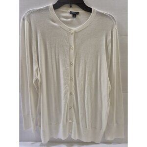 Ann Taylor Cardigan Womens Size XL Heather Button Front Sweater Crew Neck